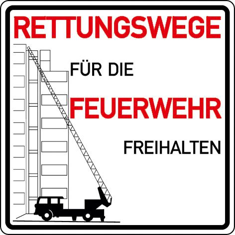 Fire protection sign with text