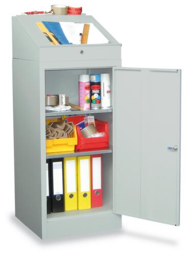 PAVOY Desk cabinet light gray with 2 shelves