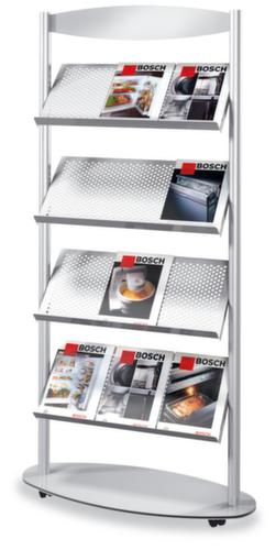 Mobile brochure rack Sirius, 4 Shelves, frame aluminum silver