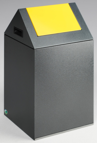 VAR Recyclable waste collector WSG 40 S with swing lid, 43 l, antique silver, lid RAL1023 Traffic yellow