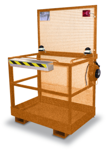 Bauer Working platform with push button, ST version, RAL2000 Yellow-orange, drive-in option From the broadside