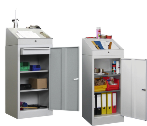 PAVOY Desk cabinet light gray with 2 shelves
