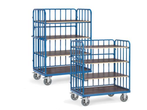 fetra Shelf trolley SUPER-MULTIVARIO with 3 tubular steel walls