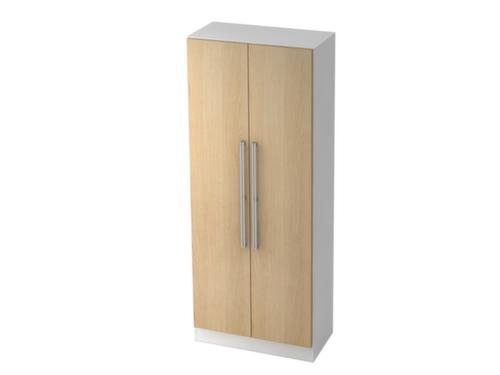 Office hinged door cupboard Up and Down, 5 File heights, white/Oak
