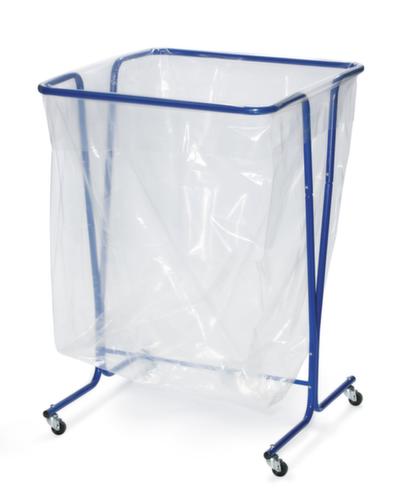 Mobile large volume bin liner stand for 600 liter bags, blue