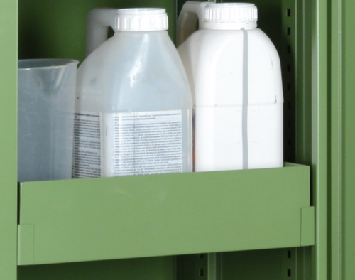 Tray base for hazardous materials cabinet