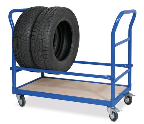 Tire trolley with closed base plate, load capacity 100 kg, 1 Shelves