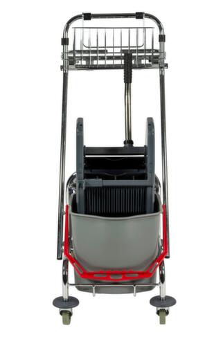 Wet mop trolley with mop press and bin liner holder, 2x17 l Bucket in red/blue