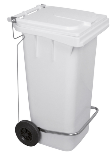 Mobile pedal bin, 120 l, white, lid white