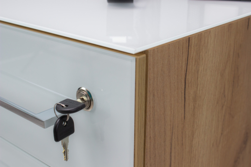 Mobile pedestal GW-MONTERIA with top shelf with safety glass support