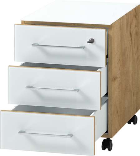 Mobile pedestal GW-MONTERIA with top shelf with safety glass support