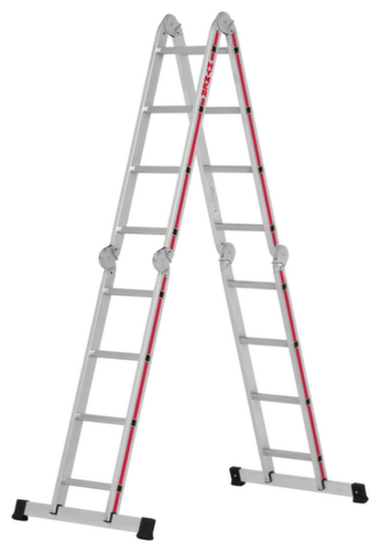 Hymer Four-section multi-purpose folding ladder SC 40, 4 x 4 Profiled rungs