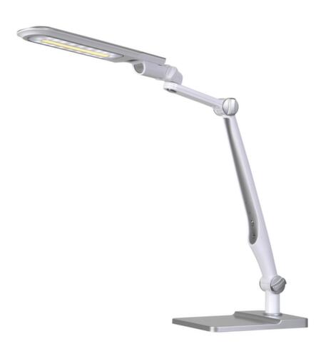Hansa Flexible LED table lamp Multiflex with stand or clamp, light daylight to warm white, white/silver