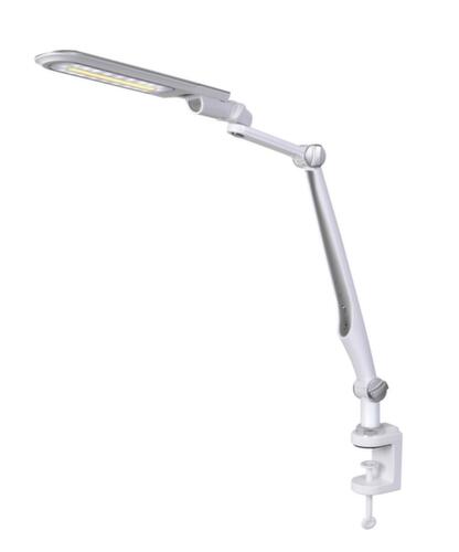 Hansa Flexible LED table lamp Multiflex with stand or clamp, light daylight to warm white, white/silver
