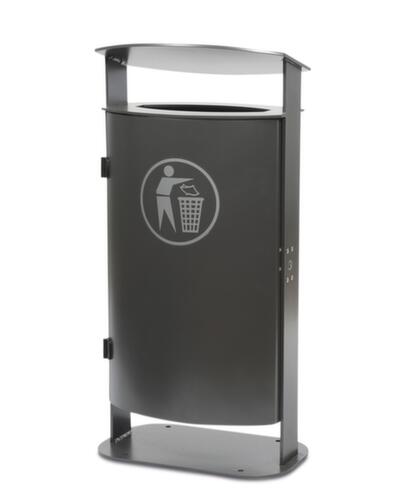 Litter garbage can with sloping protective roof