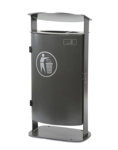 Litter garbage can with sloping protective roof