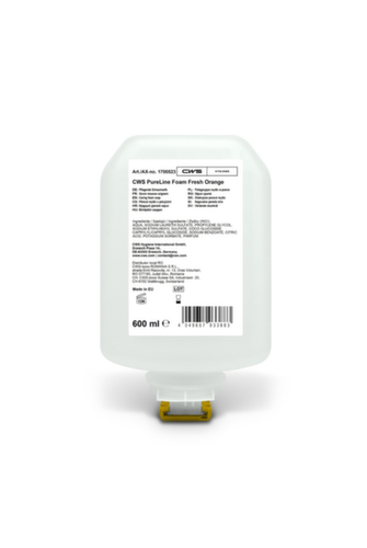 CWS Foam soap PureLine Foam Fresh Orange, 0,6 l, Moisturizing and dermatologically tested