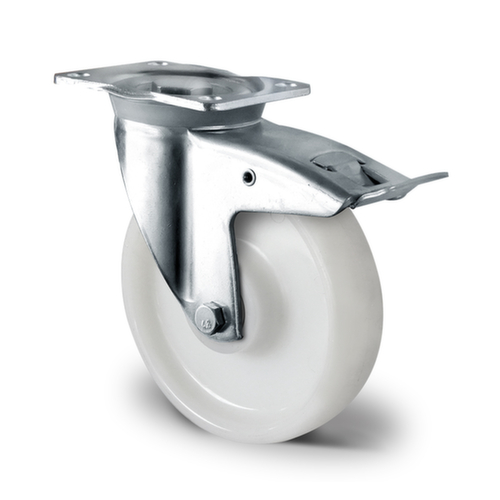 Cascoo Swivel castor with total brakes, load capacity 1000 kg, Polyamide tires