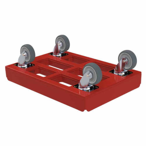 Box roller for Euronorm containers, load capacity 300 kg, fire red