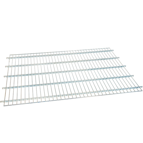 Suspended shelf for roll containers