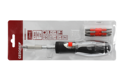 GEDORE R38920000 Ratchet screwdriver bit telescopic 1/4" 13in1