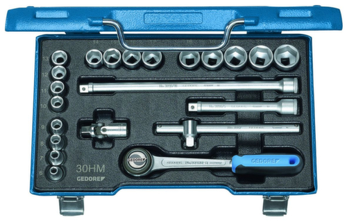 GEDORE 30 HMU-3 Socket set 3/8" 22-piece hexagonal 6-22 mm