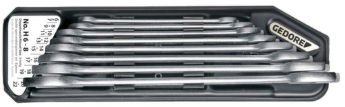 GEDORE H6-8 double open-end wrench set in holder 8-piece set 6-22 mm