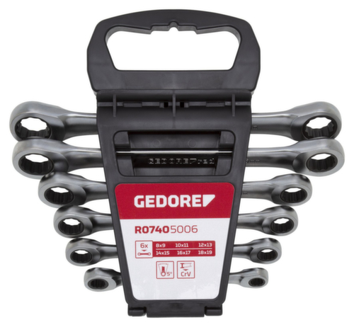 GEDORE R07405006 Double ring ratchet wrench set SW8-19 mm 6-piece