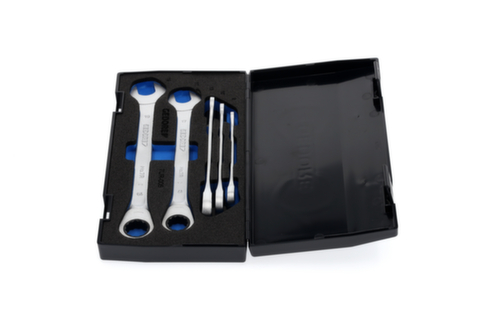 GEDORE 7 R-005 Set of open-end wrenches with ring ratchet 5-piece 8-19 mm