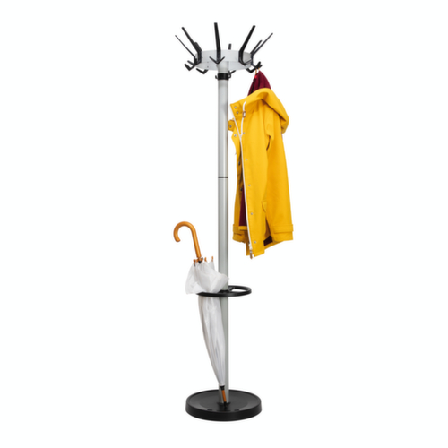 MAUL Coat rack MAULcaligo, with 16/8/8 hooks, RAL9004 Signal black / similar to RAL9006 White aluminum