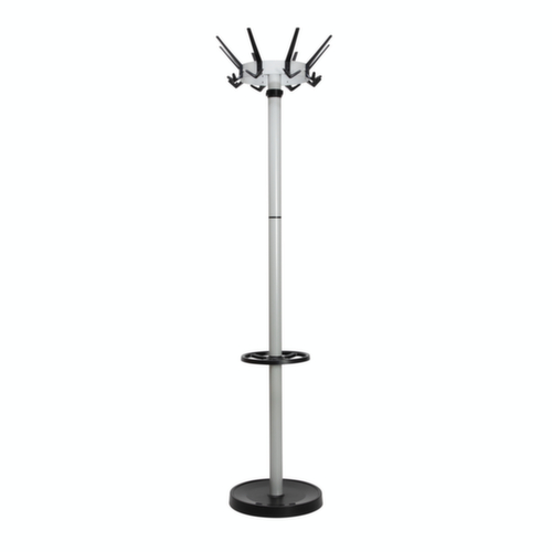 MAUL Coat rack MAULcaligo, with 16/8/8 hooks, RAL9004 Signal black / similar to RAL9006 White aluminum