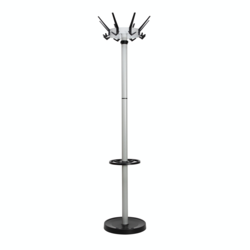MAUL Coat rack MAULcaligo, with 16/8/8 hooks, RAL9004 Signal black / similar to RAL9006 White aluminum