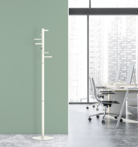 MAUL Coat rack MAULcaurus, with 7 hook, RAL9003 Signal white