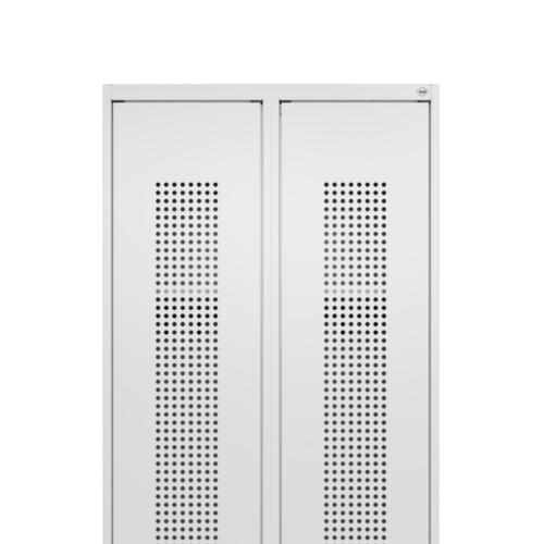 Hinged door with perforated pattern