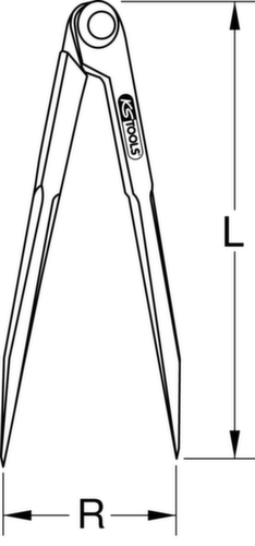 KS Tools Pointed compass without setting arc