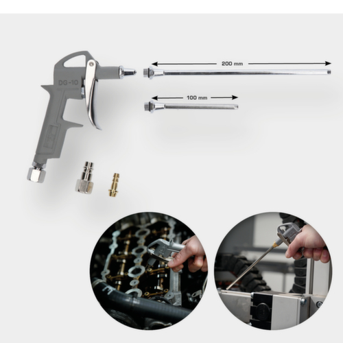 Brilliant Tools compressed air blow gun including 3 interchangeable nozzles