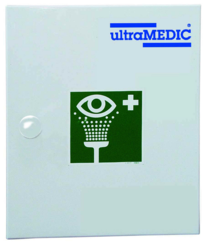 ultraMEDIC Eye protection wall cabinet ultraAQUA-SAFE, Eye wash bottles, eye patch, compresses, disposable gloves, non-woven wipes