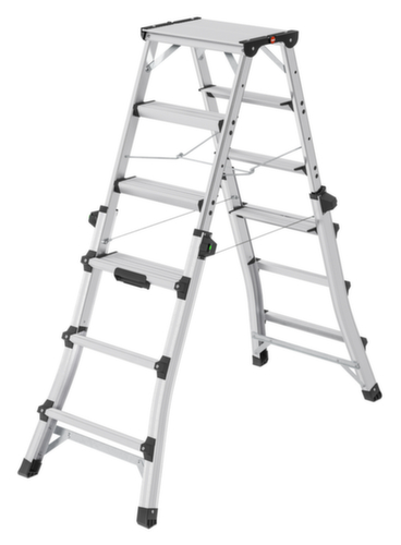Hailo Telescopic stepladder double ladder TopLine D100, 2 x 4 / 2 x 5 / 2 x 6 Non-slip profiled rungs and steps