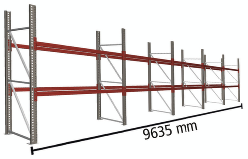 META Pallet rack MULTIPAL for 30 pallets, 9635 mm wide, 3 storage levels