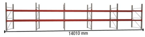 META Pallet rack MULTIPAL for 45 pallets, 14010 mm wide, 2 storage levels