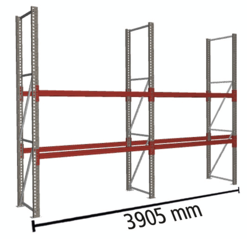META Pallet rack MULTIPAL for 12 pallets, 3905 mm wide, 3 storage levels