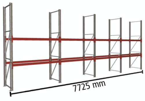 META Pallet rack MULTIPAL for 24 pallets, 7725 mm wide, 3 storage levels