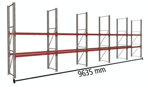 META Pallet rack MULTIPAL for 30 pallets, 9635 mm wide, 3 storage levels