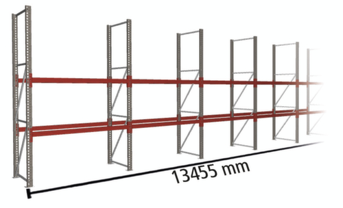 META Pallet rack MULTIPAL for 42 pallets, 13455 mm wide, 3 storage levels