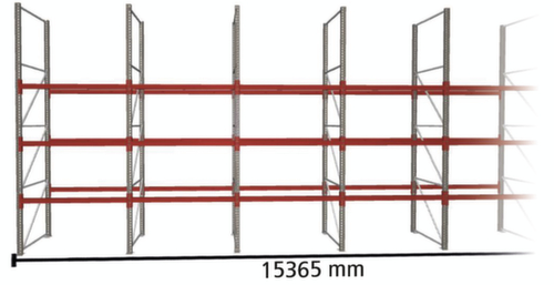 META Pallet rack MULTIPAL for 64 pallets, 15365 mm wide, 4 storage levels