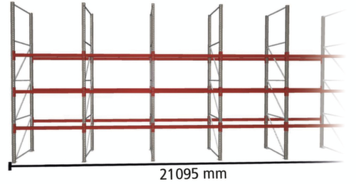META Pallet rack MULTIPAL for 88 pallets, 21095 mm wide, 4 storage levels