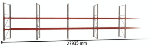 META Pallet rack MULTIPAL for 60 pallets, 27935 mm wide, 3 storage levels