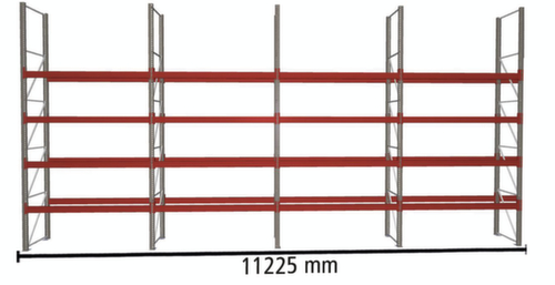 META Pallet rack MULTIPAL for 40 pallets, 11225 mm wide, 5 storage levels