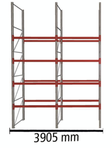 META Pallet rack MULTIPAL for 20 pallets, 3905 mm wide, 5 storage levels