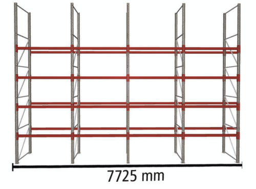 META Pallet rack MULTIPAL for 40 pallets, 7725 mm wide, 5 storage levels